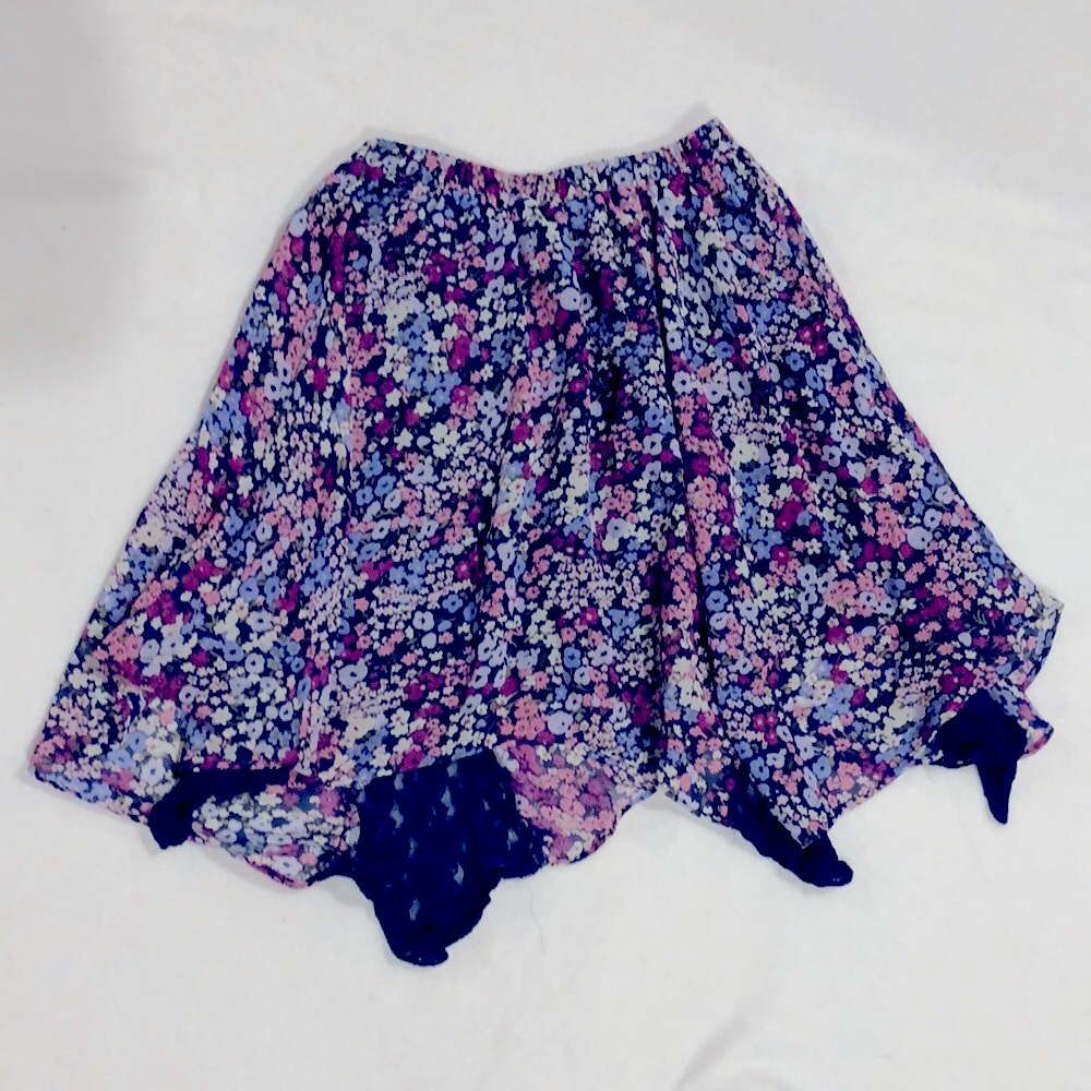 1989 PLACE Floral Purple and Blue Circle Skirt